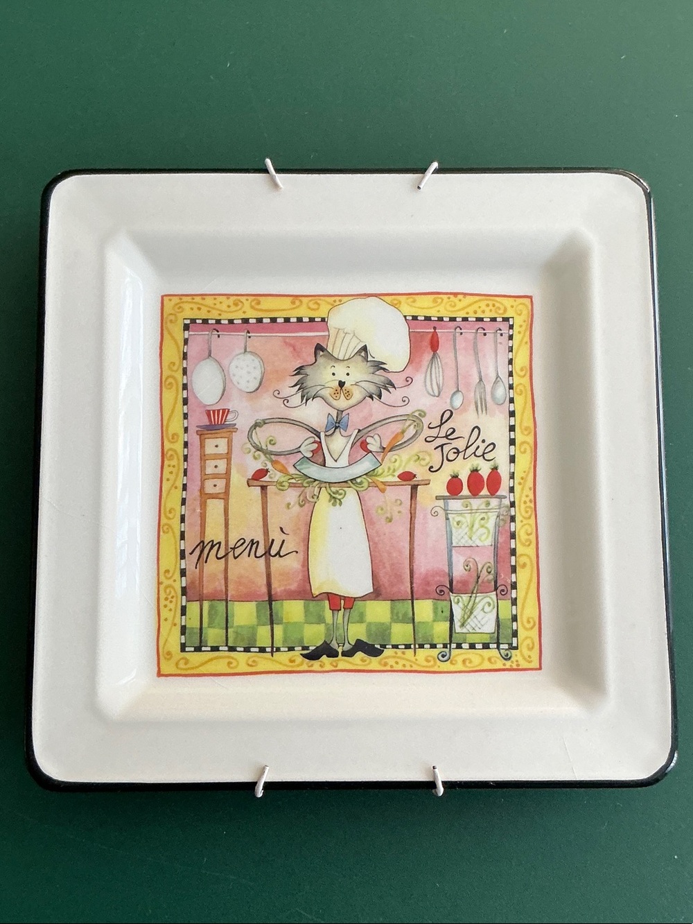 Brunelli Square Dinner Plate Cat Chef Menu Le Jolie Made In Italy